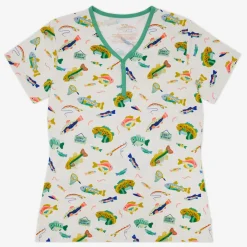 Women's Pajamas<Little Sleepies Women's Short Sleeve Pajama Top Gone Fishin'