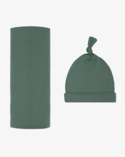 Layette|Swaddles<Little Sleepies Swaddle & Hat Set Grove Green