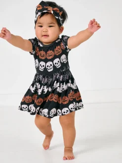 Bamboo Baby Clothes|Bodysuits<Little Sleepies Skater Dress with Bodysuit Hallows Eve