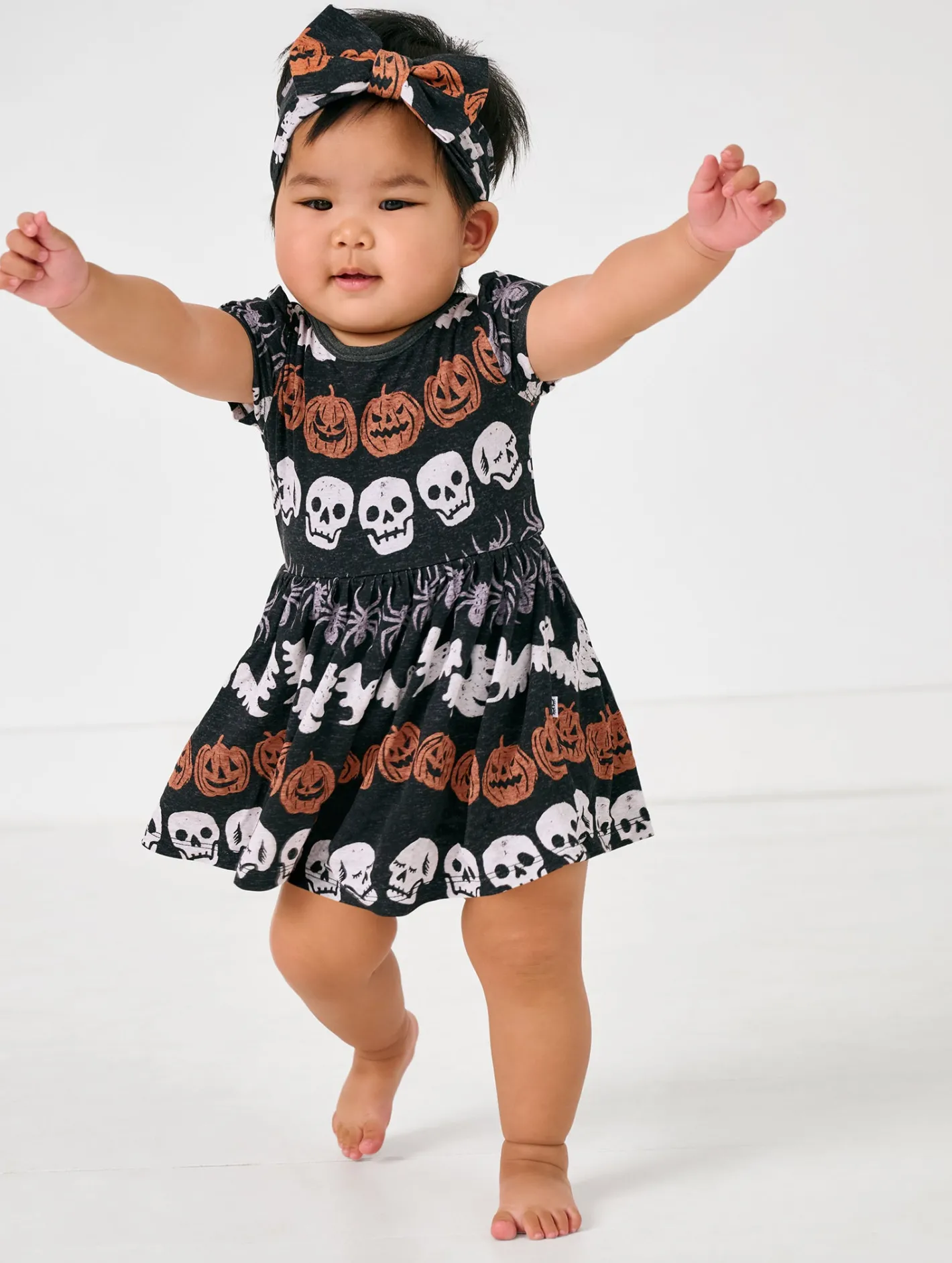 Bamboo Baby Clothes|Bodysuits<Little Sleepies Skater Dress with Bodysuit Hallows Eve