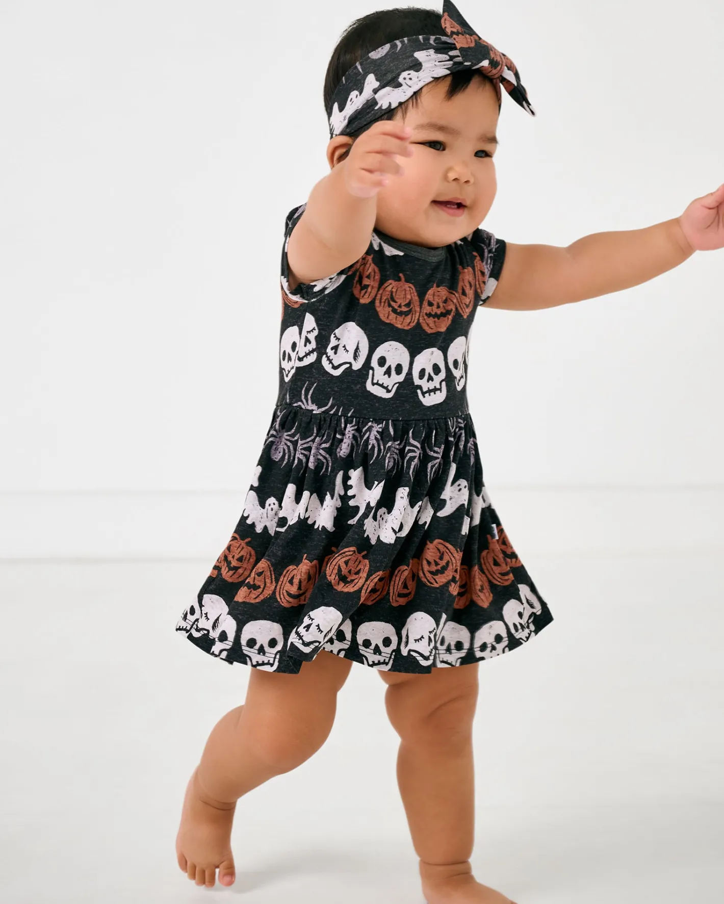 Bamboo Baby Clothes|Bodysuits<Little Sleepies Skater Dress with Bodysuit Hallows Eve