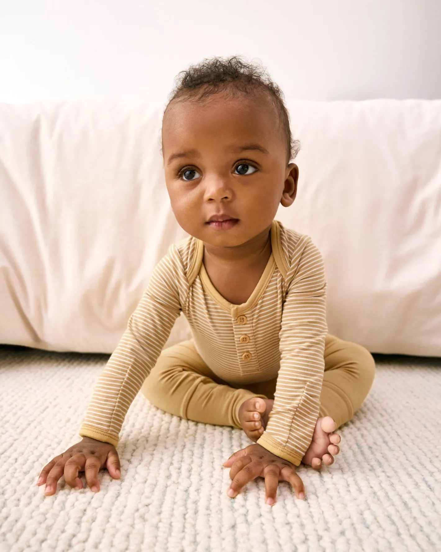 The Newborn Shop|The Newborn Shop<Little Sleepies Henley Bodysuit Hazelwood Stripe