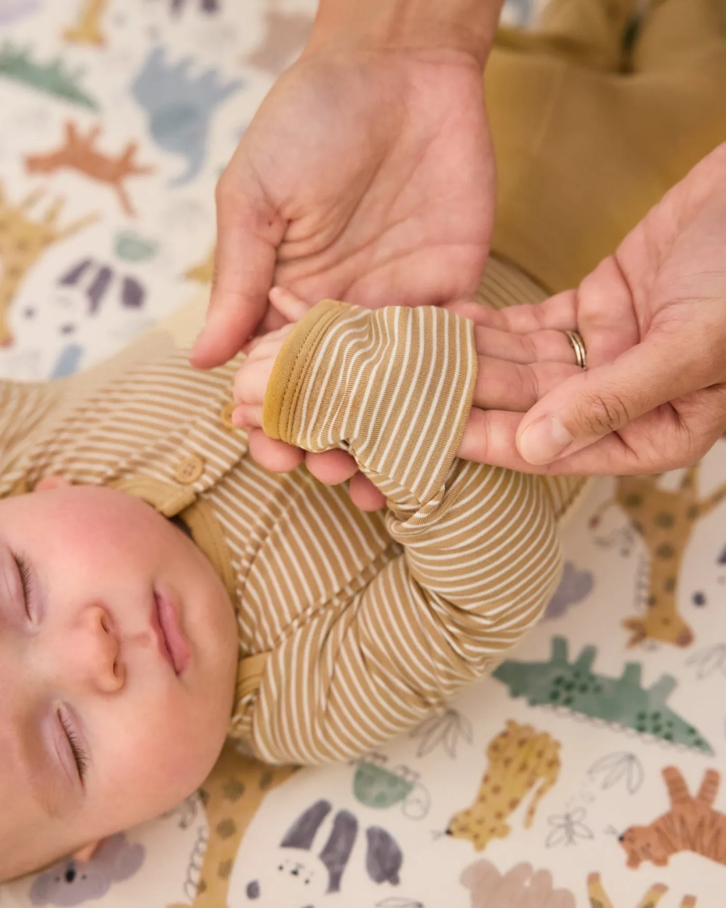 The Newborn Shop|The Newborn Shop<Little Sleepies Henley Bodysuit Hazelwood Stripe