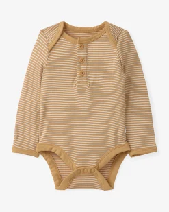 The Newborn Shop|The Newborn Shop<Little Sleepies Henley Bodysuit Hazelwood Stripe