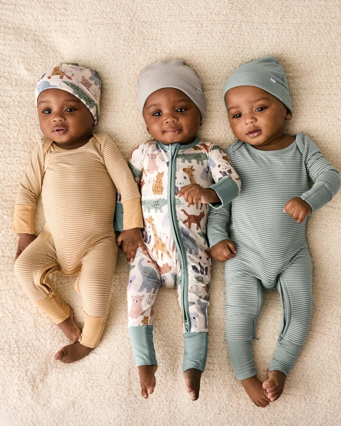 The Newborn Shop|The Newborn Shop<Little Sleepies Crescent Zippy Hazelwood Stripe