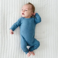 For New Moms|Hospital Matching Moments<Little Sleepies Ribbed Crescent Zippy Heather Blue