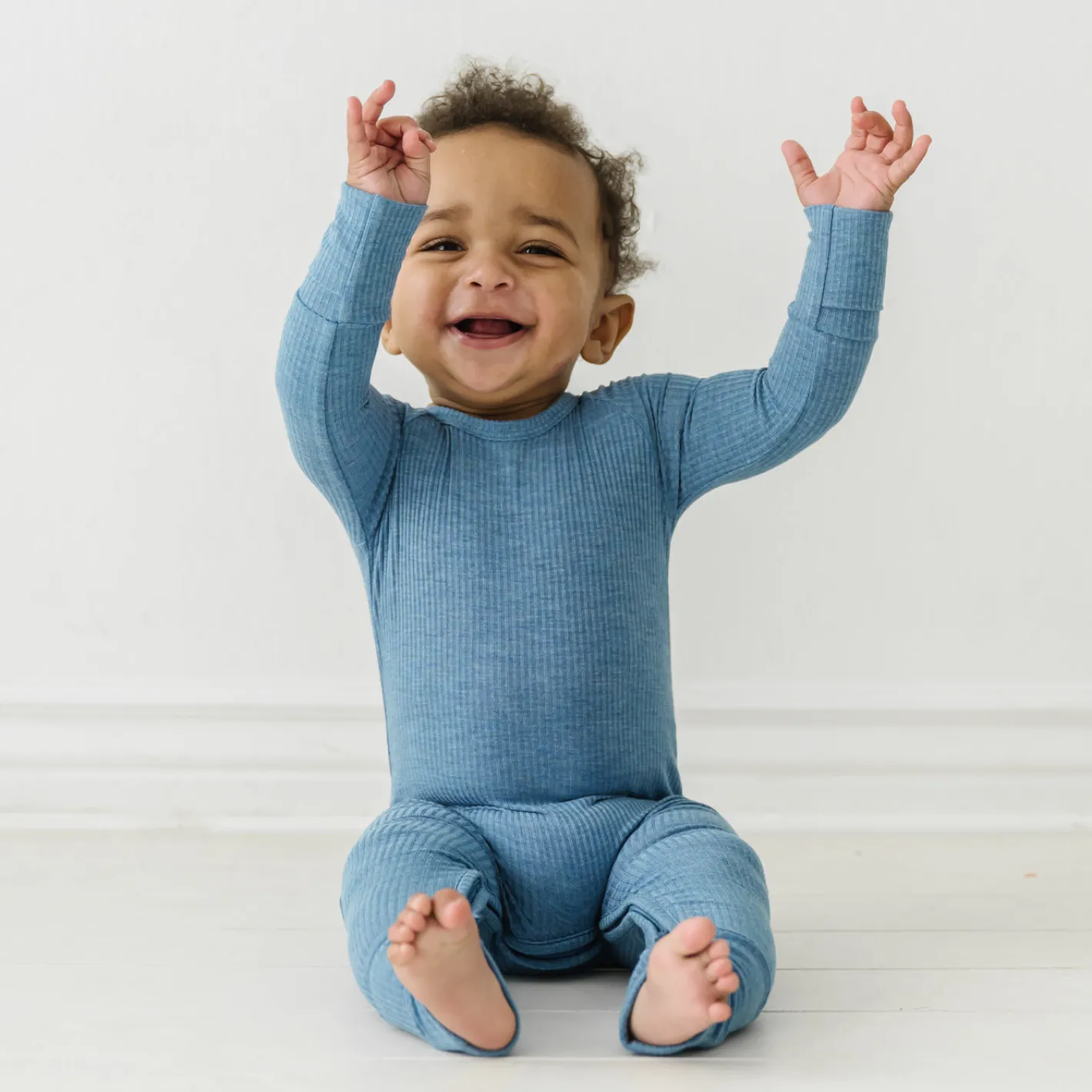 For New Moms|Hospital Matching Moments<Little Sleepies Ribbed Crescent Zippy Heather Blue