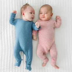 For New Moms|Hospital Matching Moments<Little Sleepies Ribbed Crescent Zippy Heather Blue