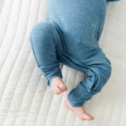 For New Moms|Hospital Matching Moments<Little Sleepies Ribbed Crescent Zippy Heather Blue