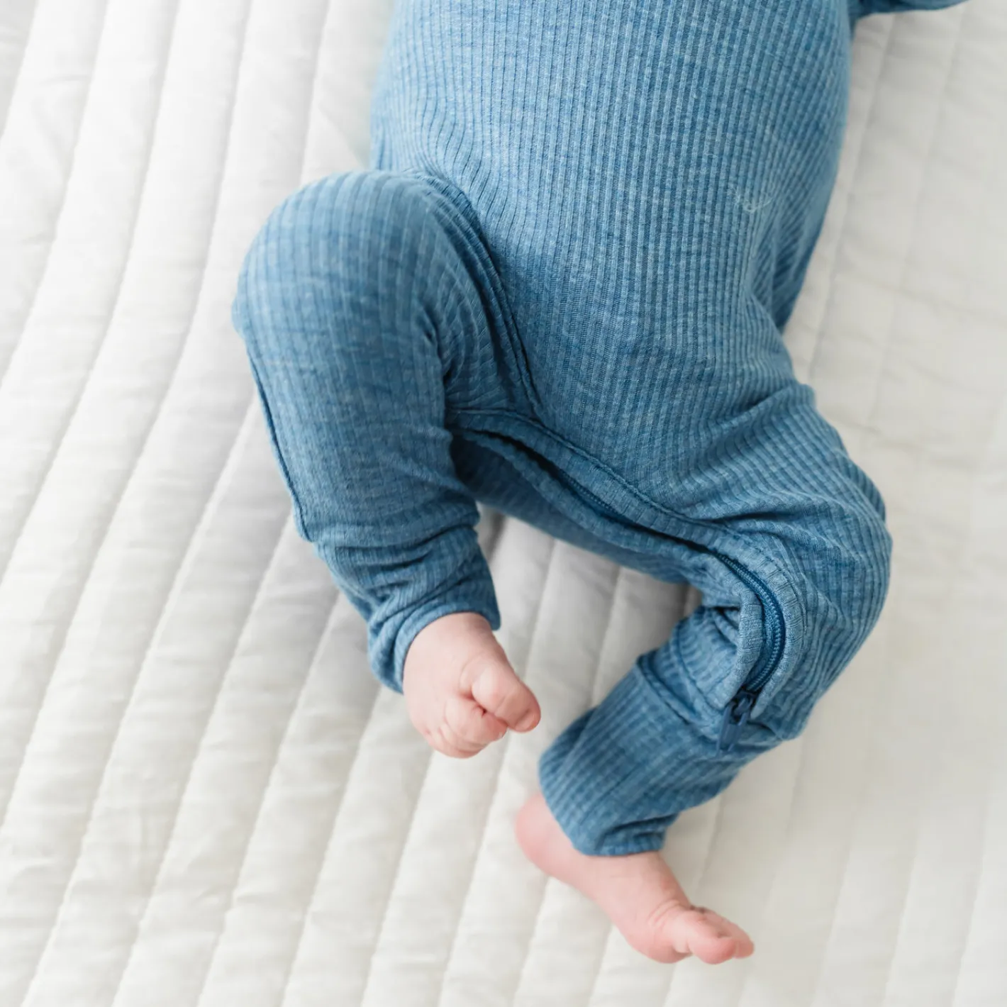 For New Moms|Hospital Matching Moments<Little Sleepies Ribbed Crescent Zippy Heather Blue