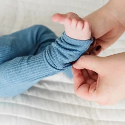 For New Moms|Hospital Matching Moments<Little Sleepies Ribbed Crescent Zippy Heather Blue