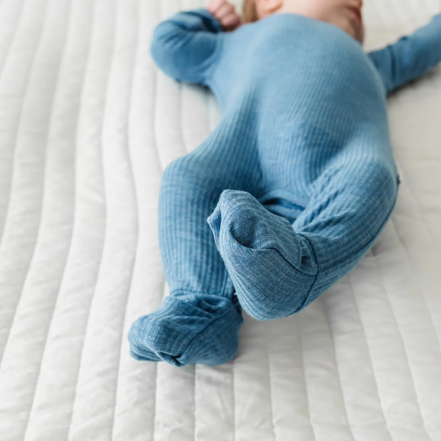 For New Moms|Hospital Matching Moments<Little Sleepies Ribbed Crescent Zippy Heather Blue