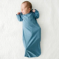 For New Moms|Hospital Matching Moments<Little Sleepies Ribbed Infant Gown Heather Blue