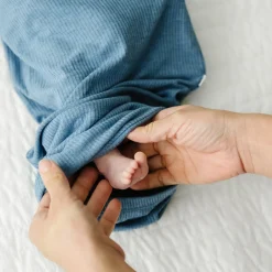 For New Moms|Hospital Matching Moments<Little Sleepies Ribbed Infant Gown Heather Blue