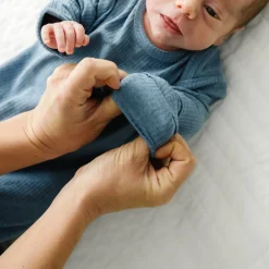 For New Moms|Hospital Matching Moments<Little Sleepies Ribbed Infant Gown Heather Blue
