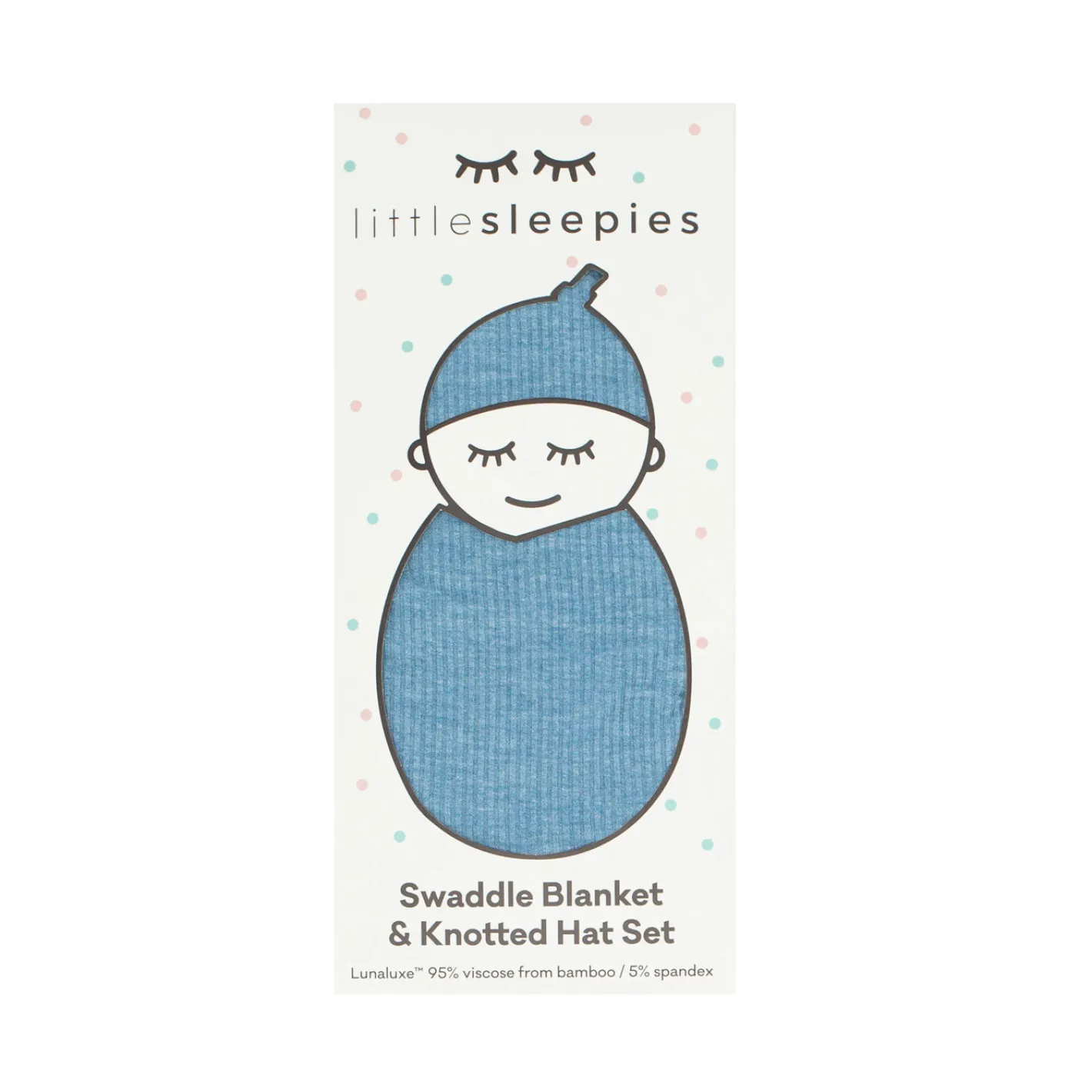 Layette|Swaddles<Little Sleepies Ribbed Swaddle & Hat Set Heather Blue