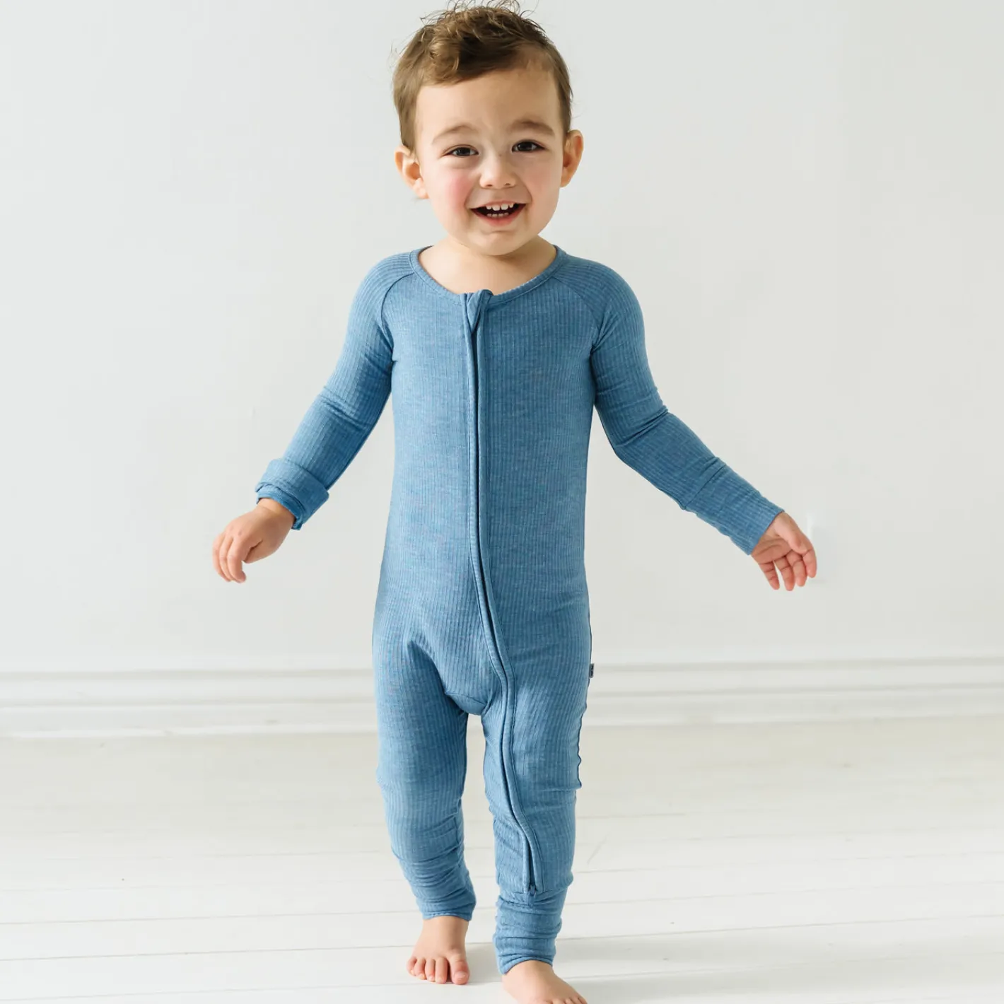 For New Moms|Hospital Matching Moments<Little Sleepies Ribbed Zippy Heather Blue