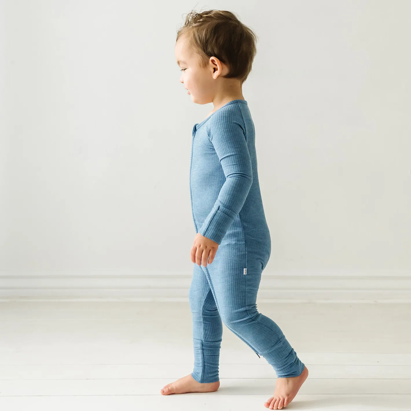 For New Moms|Hospital Matching Moments<Little Sleepies Ribbed Zippy Heather Blue