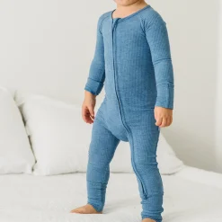 For New Moms|Hospital Matching Moments<Little Sleepies Ribbed Zippy Heather Blue