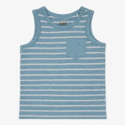 Tops & Tees|Tops & Tees<Little Sleepies Pocket Tank Heather Dusk Blue Stripes