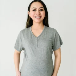Mommy & Me|Mommy & Me<Little Sleepies Women's Short Sleeve Pajama Top Heather Gray
