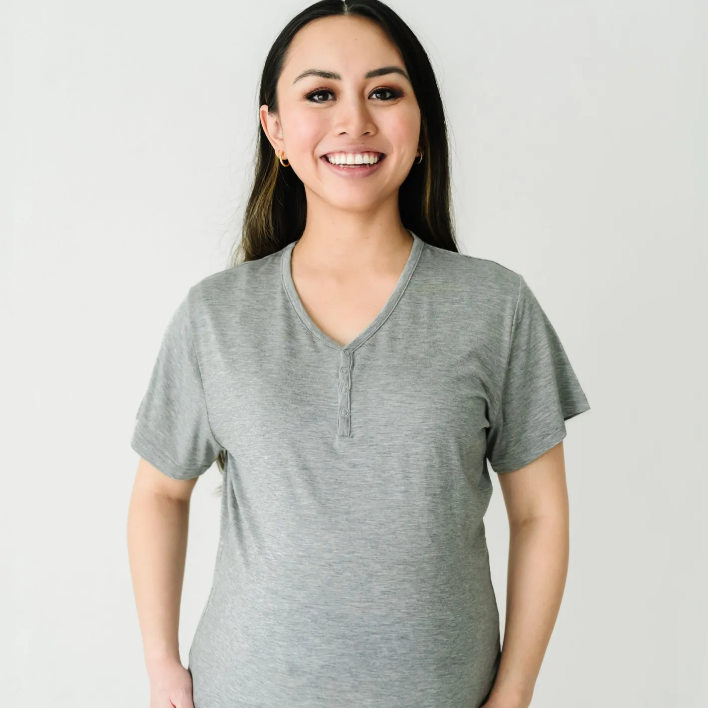 Mommy & Me|Mommy & Me<Little Sleepies Women's Short Sleeve Pajama Top Heather Gray