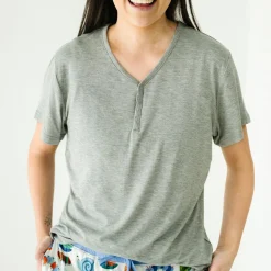 Mommy & Me|Mommy & Me<Little Sleepies Women's Short Sleeve Pajama Top Heather Gray