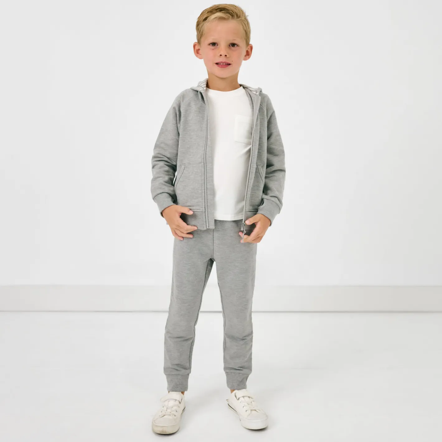 Everyday Essentials|Everyday Essentials<Little Sleepies Zip Hoodie Heather Gray