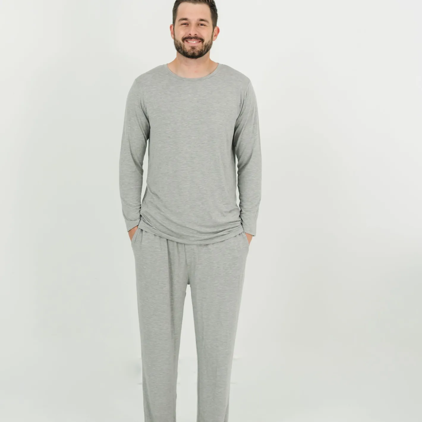 Daddy & Me|Full Family Matching<Little Sleepies Men's Pajama Top Heather Gray