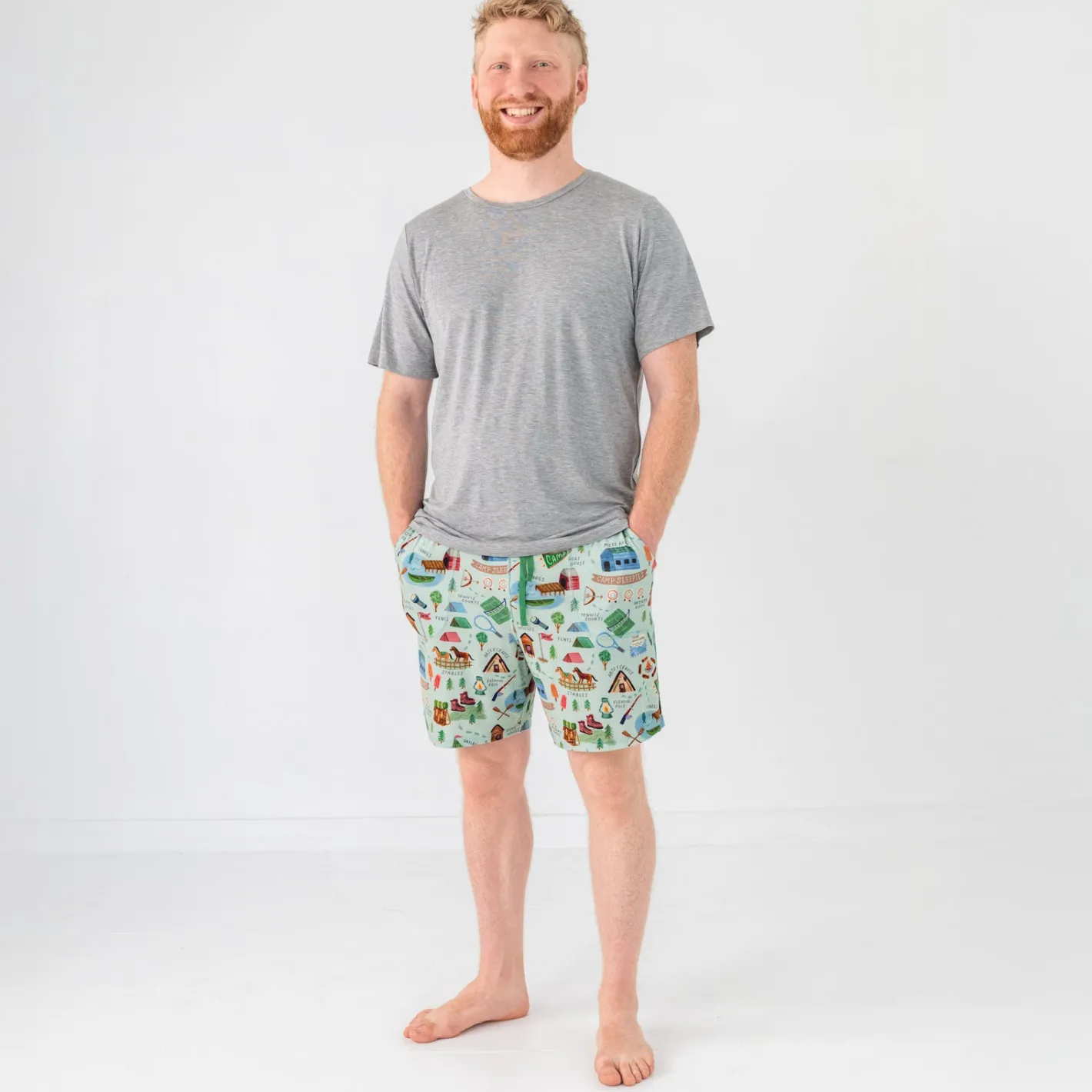 Daddy & Me|Full Family Matching<Little Sleepies Men's Short Sleeve Pajama Top Heather Gray
