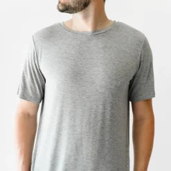 Daddy & Me|Full Family Matching<Little Sleepies Men's Short Sleeve Pajama Top Heather Gray