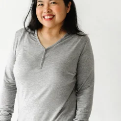 Mommy & Me|Mommy & Me<Little Sleepies Women's Pajama Top Heather Gray