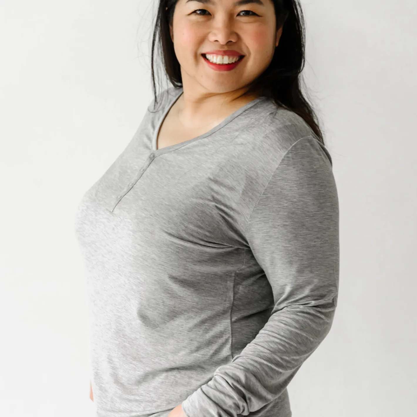 Mommy & Me|Mommy & Me<Little Sleepies Women's Pajama Top Heather Gray