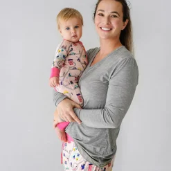 Mommy & Me|Mommy & Me<Little Sleepies Women's Pajama Top Heather Gray