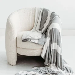 Cloud Blankets|Cloud Blankets<Little Sleepies Oversized Cloud Blanket® Heather Gray Wide Stripe