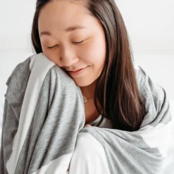 Cloud Blankets|Cloud Blankets<Little Sleepies Oversized Cloud Blanket® Heather Gray Wide Stripe
