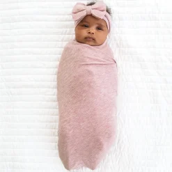 Swaddles<Little Sleepies Ribbed Swaddle & Luxe Bow Headband Set Heather Mauve