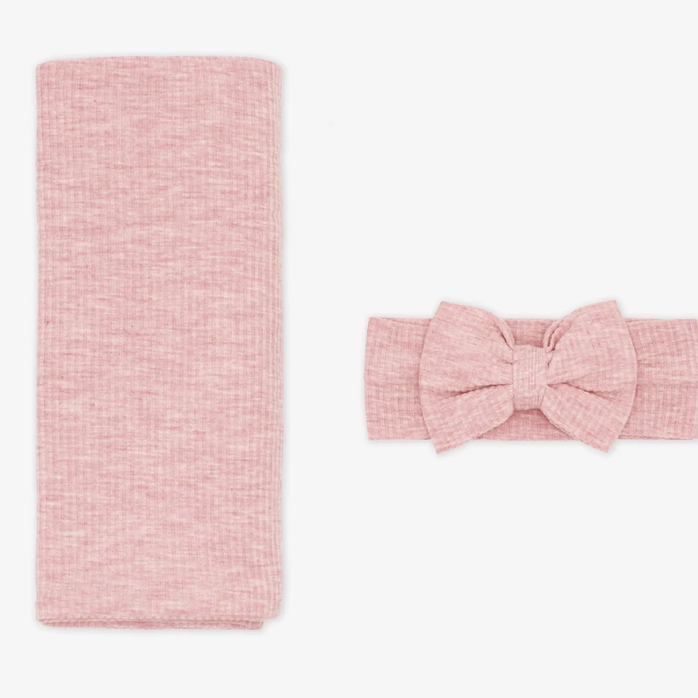 Swaddles<Little Sleepies Ribbed Swaddle & Luxe Bow Headband Set Heather Mauve