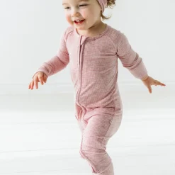 For New Moms|Hospital Matching Moments<Little Sleepies Ribbed Zippy Heather Mauve