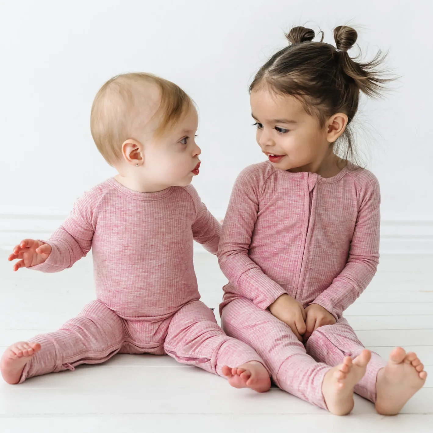 For New Moms|Hospital Matching Moments<Little Sleepies Ribbed Zippy Heather Mauve