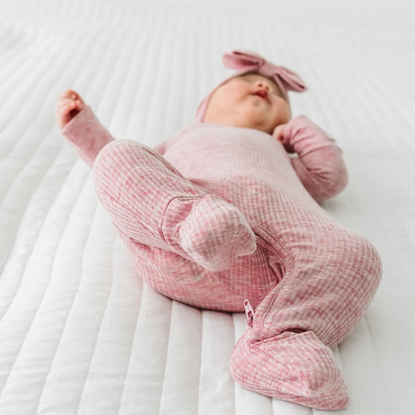 For New Moms|Hospital Matching Moments<Little Sleepies Ribbed Crescent Zippy Heather Mauve