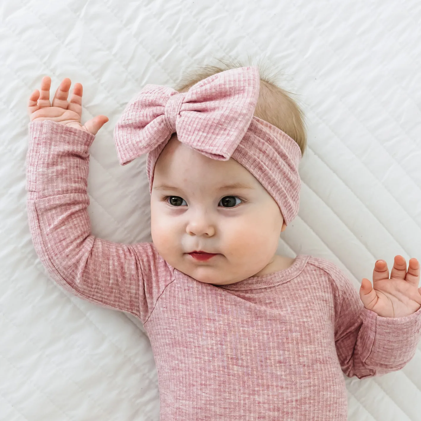 Hats & Headbands<Little Sleepies Ribbed Luxe Bow Headband Heather Mauve