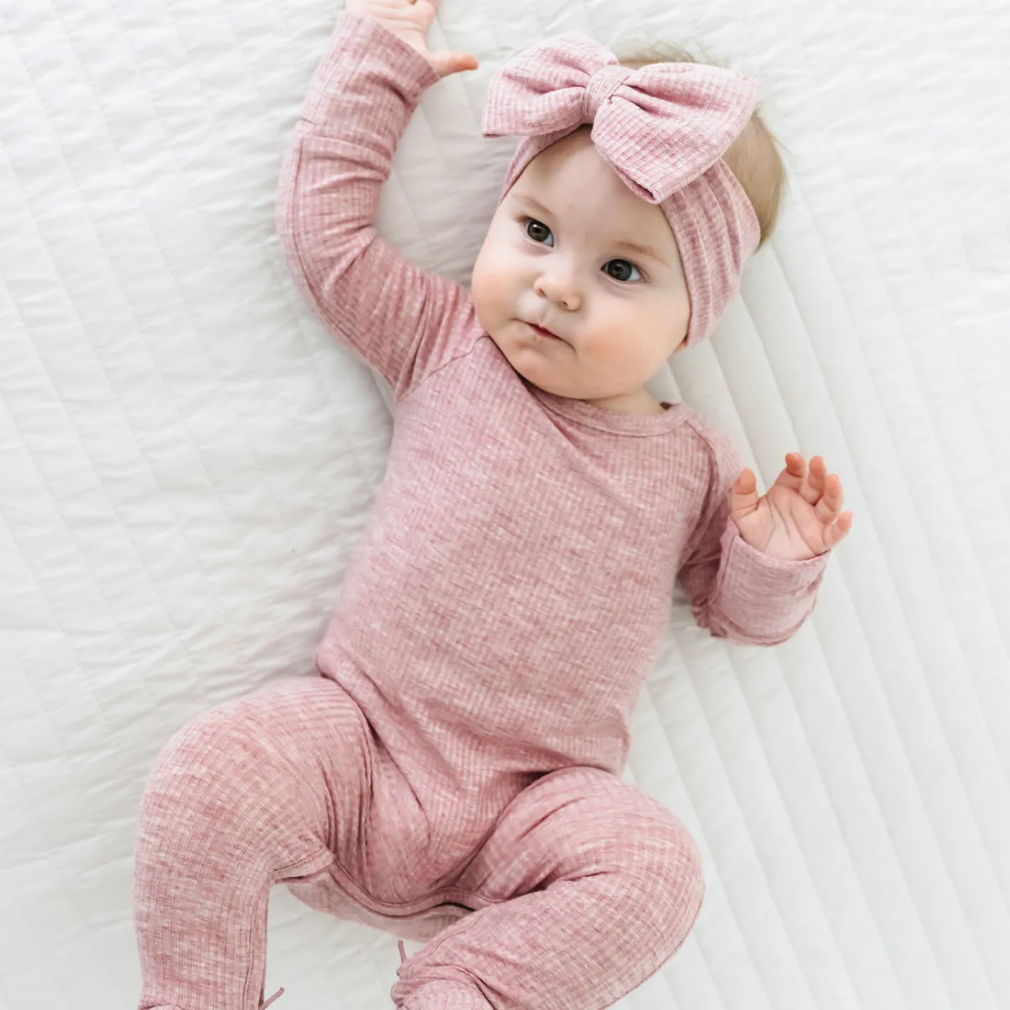 Hats & Headbands<Little Sleepies Ribbed Luxe Bow Headband Heather Mauve