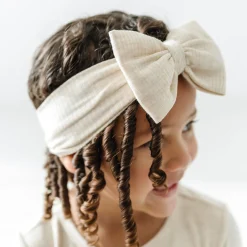 Hats & Headbands<Little Sleepies Ribbed Luxe Bow Headband Heather Oatmeal