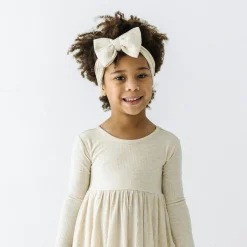 Hats & Headbands<Little Sleepies Ribbed Luxe Bow Headband Heather Oatmeal