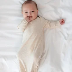 For New Moms|Hospital Matching Moments<Little Sleepies Ribbed Infant Gown Heather Oatmeal