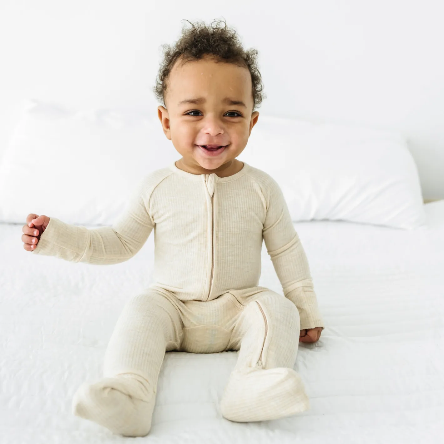 For New Moms|Hospital Matching Moments<Little Sleepies Ribbed Zippy Heather Oatmeal