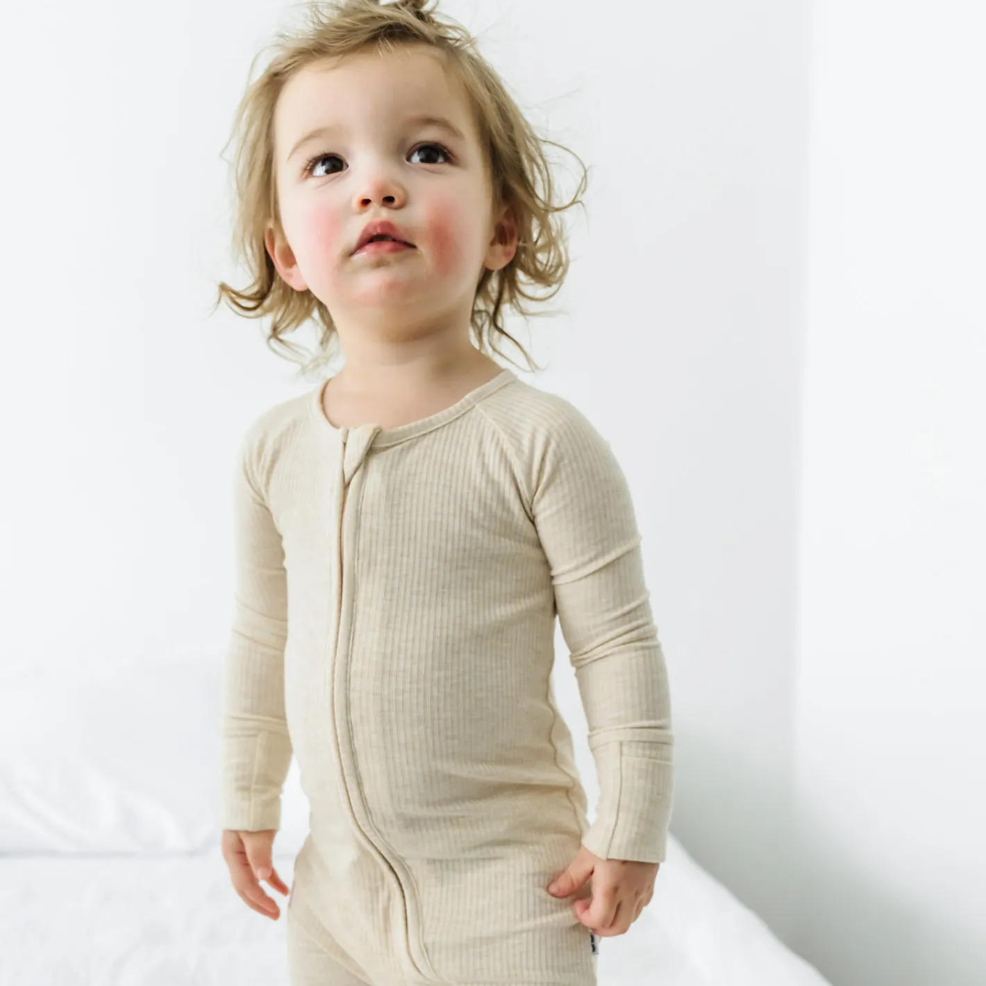 For New Moms|Hospital Matching Moments<Little Sleepies Ribbed Zippy Heather Oatmeal