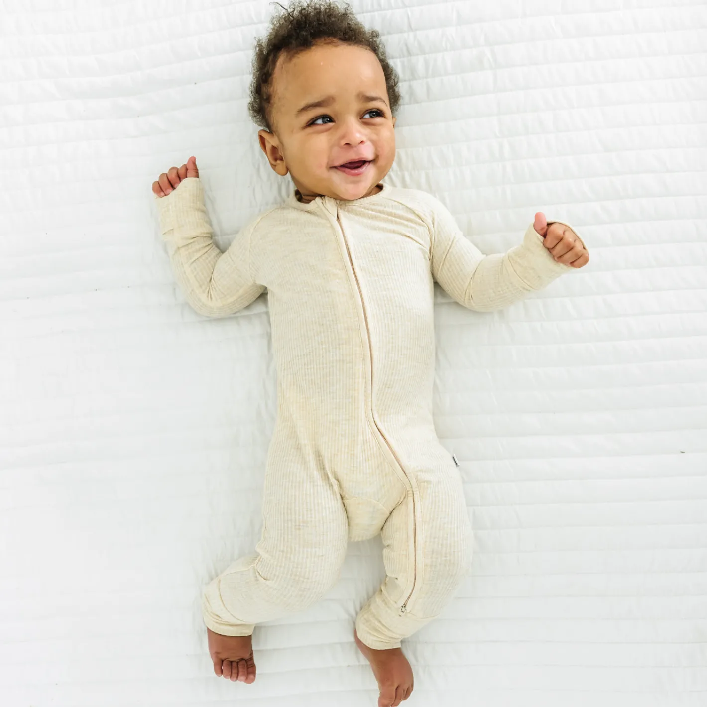 For New Moms|Hospital Matching Moments<Little Sleepies Ribbed Zippy Heather Oatmeal