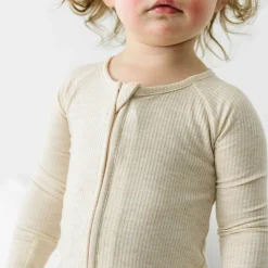 For New Moms|Hospital Matching Moments<Little Sleepies Ribbed Zippy Heather Oatmeal